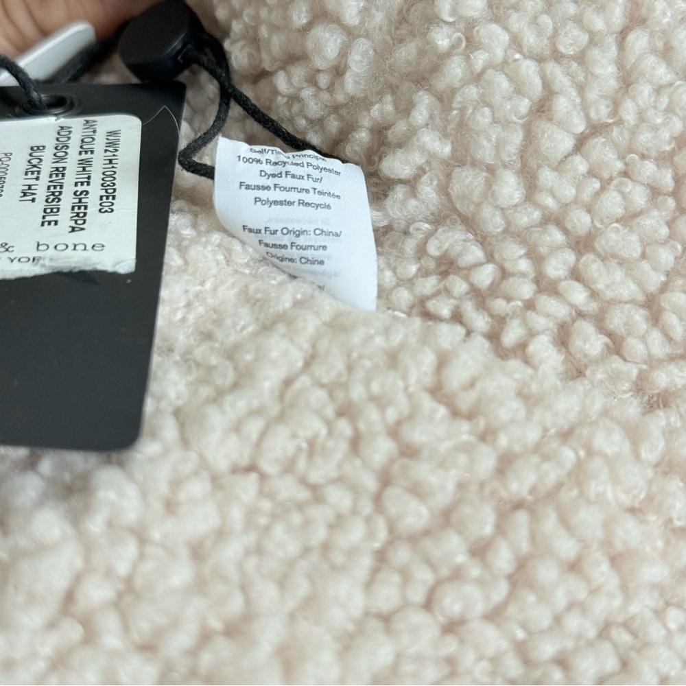 Rag & Bone Reversible Beige Sherpa and Quilted Nylon Addison Bucket Hat - Picture 10 of 13